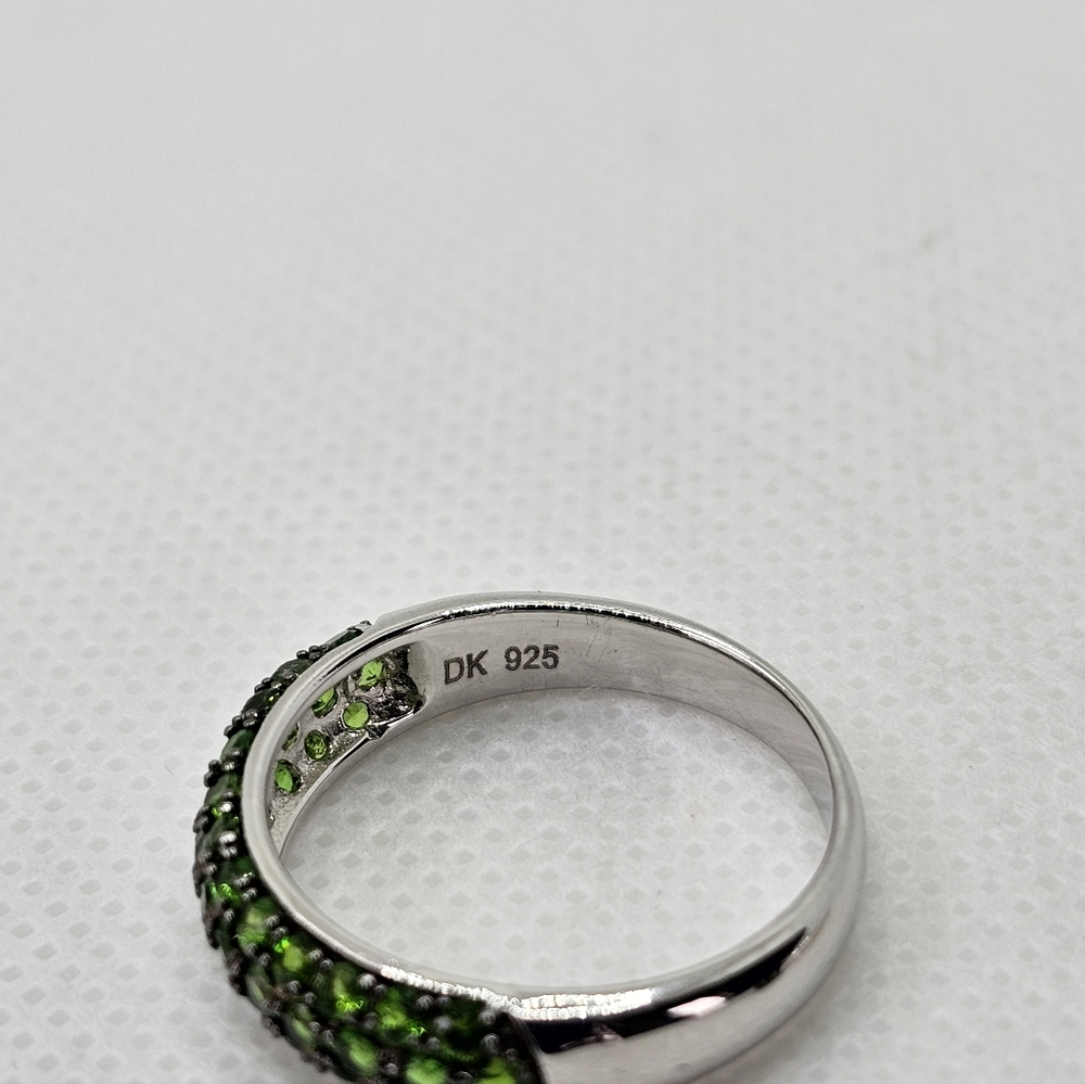 Genuine Two Chrome Diopside Rings Sterling Silver Size 8 - Picture 9 of 10